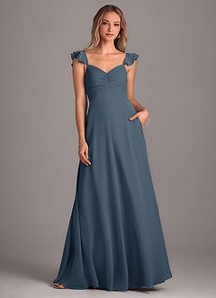 Azazie Kaylyn Bridesmaid Dresses Neptune A-Line Ruched Chiffon Dress image4
