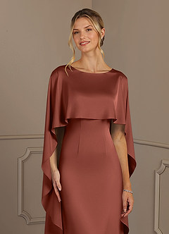 Azazie Eli Mother of the Bride Dresses Auburn Sheath Boatneck Stretch Satin Dress image5