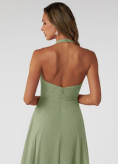 Azazie Tessie Brautjungfernkleider A-Linie V-Hals Gefaltet Chiffon Kleid Pistazie image4