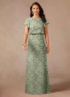 Azazie Lehi Mother of the Bride Dresses Agave A-Line Boatneck Floral Burnout Dress image4