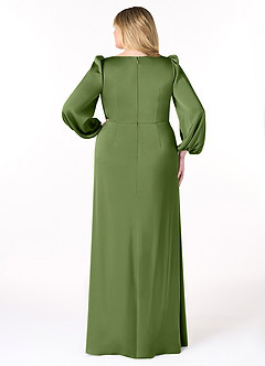 Azazie Mel Robes de demoiselle d'honneur Robe Fourreau en Satin extensible Manche longue Genévrier image8