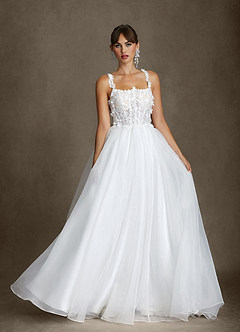 Azazie Gabrielle Wedding Dresses Diamond White Ball-Gown Tulle Dress image5