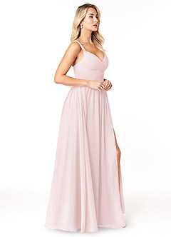 Azazie Chanel Bridesmaid Dresses Blushing Pink A-Line Pleated Chiffon Dress image4