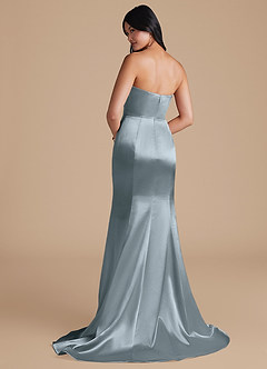 Azazie Aura Bridesmaid Dresses Dusty Blue Mermaid Metallic Satin Convertible Dress image3