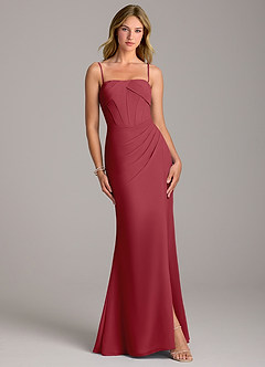 Azazie Chantel Bridesmaid Dresses Pomegranate Sheath Strapless Chiffon Convertible Dress image4