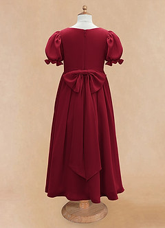 Azazie Joss Blumenmädchenkleider A-Linie mit ärmel Chiffon Kleid Burgunderrot image6
