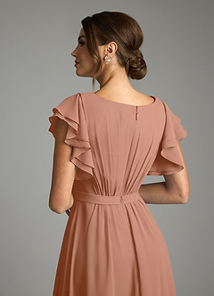 Azazie Daphne Modest Bridesmaid Dresses A-Line Ruffled Chiffon Floor-Length Dress image6