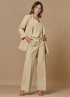 front Rowan Champagne Pantaloni Performance in tessuto raffinato