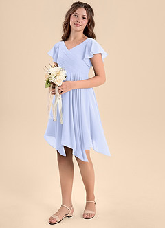Azazie Janeaurelia Junior Abito A-Line in Chiffon Plissettato Lavanda image1