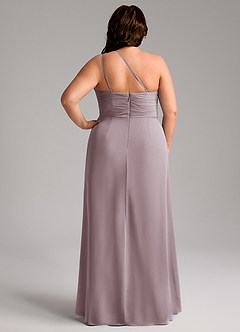 Azazie Eren Robes de demoiselle d'honneur Robe Fourreau en Mousseline de soie Ue épaule Crépuscule image9