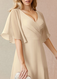 Azazie Cierra Bridesmaid Dresses A-Line V-Neck Chiffon Floor-Length Dress image7