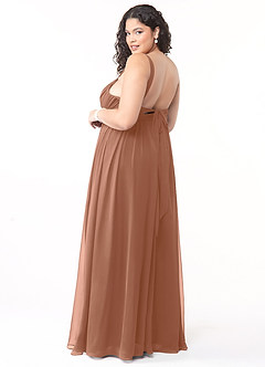 Azazie Aziza Bridesmaid Dresses Bronzer A-Line V-Neck Pleated Chiffon Dress image10