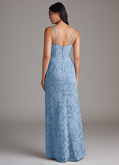 Azazie Leo Bridesmaid Dresses Powder Blue Sheath Pleated Floral Burnout Dress image2