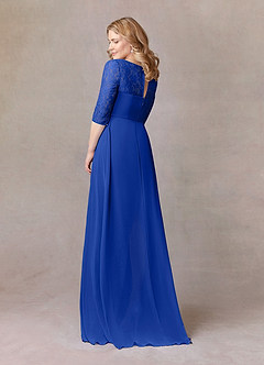 Azazie Leonine Mother of the Bride Dresses Royal Blue A-Line Scoop lace Chiffon Dress image4
