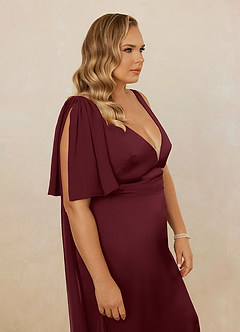 Christian Siriano Bridal for Azazie 1011 Bridesmaid Dresses Cabernet Mermaid Bow Stretch Satin Dress image17