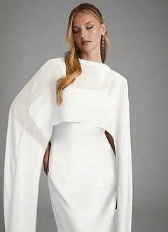 Azazie Nova Bridesmaid Dresses White Sheath Strapless Stretch Satin Convertible Dress image3
