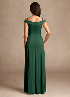 Azazie Ewa Mother of the Bride Dresses Dark Green A-Line Off the Shoulder Mesh Dress image8