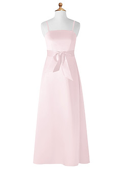 Azazie Anina Vestido de Rosa Rubor de Satin Mate de Acampanado con Lazo image7