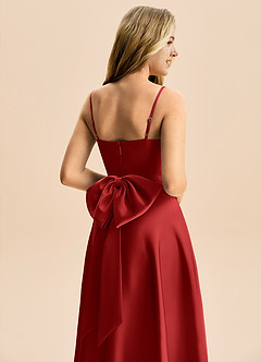 Azazie Rumi Junior Linia A Pofałdowany Satyna elastyczna Długość podłogi Młodsza druhna Sukienka image6