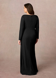 Azazie Risa Mother of the Bride Dresses Black Mermaid V-Neck Pleated Mesh Dress image8