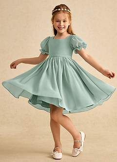 Azazie Jolie Blumenmädchenkleider A-Linie mit ärmel Chiffon Kleid Agave image3