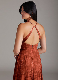 Azazie Davis Bridesmaid Dresses Auburn A-Line Pleated Floral Burnout Dress image6