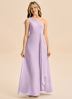 Azazie Delilah Junior Linia A Marszczony Szyfon Długość podłogi Młodsza druhna Sukienka image4