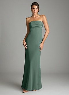 Azazie Saylor Abiti da Damigella Abito Sirena in Chiffon Senza Cinturino Muschio Marino image3