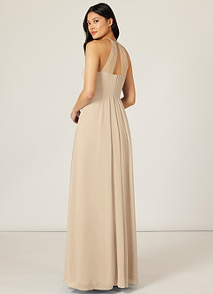 Azazie Sarah Bridesmaid Dresses Champagne Empire Pleated Chiffon Dress image5