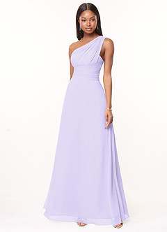 Azazie Ashley Bridesmaid Dresses Lilac A-Line Ruched Chiffon Dress image1