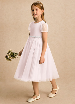 Azazie Kaylor Flower Girl Klänningar Klänning A-linje i Tyll Plisserad image4