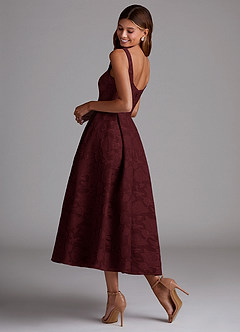 Amalie Wine A-line Midi Dress image2