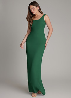 Azazie Hadley Robes de demoiselle d'honneur Robe Sirène en Mousseline de soie Plissée Vert Foncé image4
