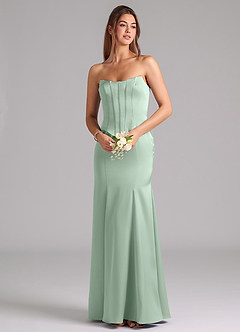 Azazie Ximena Bridesmaid Dresses Agave Mermaid Corset Stretch Satin Convertible Dress image7