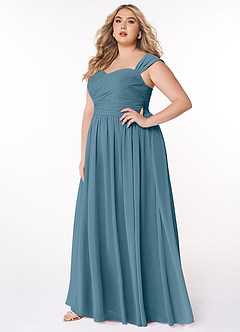 Azazie Zapheira At-home Try On Dresses Matcha A-Line Ruched Chiffon Dress image7