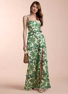Klarissa Green Palm Print Maxi Dress image5