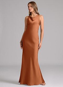 Azazie Allettie Brautjungfernkleider Meerjungfrau-Linie Stretch-Satin Kleid Kupfer image5