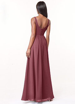 Azazie Keyla Bridesmaid Dresses Desert Rose A-Line V-Neck Pleated Chiffon Dress image2