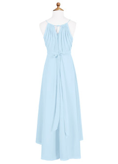 Azazie Oaklynn Junior Sky Blue A-Line Pleated Chiffon Dress image7