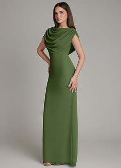 Azazie Hadley Bridesmaid Dresses Olive Mermaid Pleated Chiffon Dress image9