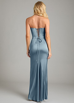 Azazie Sorrel Bridesmaid Dresses Dusty Blue Mermaid Strapless Stretch Satin Convertible Dress image2