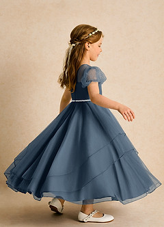 Azazie Duckie Abiti da Ragazza di Fiori Abito Principessa in Tulle Plissettato Blu Nettuno image2