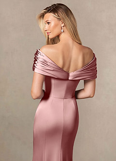 Azazie Auberdeen Abiti per la Madre della Sposa Abito Sirena in Raso Elasticizzato Plissettato Rosa Polverosa image6