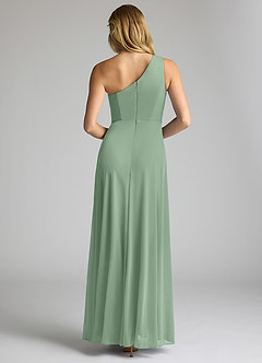 Azazie Brooke Bridesmaid Dresses Matcha A-Line One Shoulder Mesh Dress image5