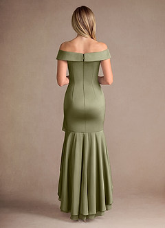 Azazie Billings vestidos de madre de la novia Vestido de Pistacho de Satén Elástico de Corte Sirena con Vestidos sin tirantes image4