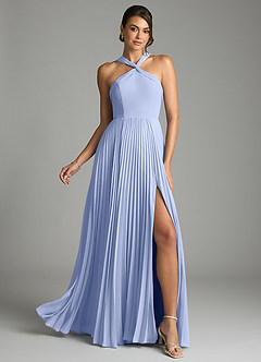 Azazie Afra Abiti da Damigella Abito A-Line in Chiffon Plissettato Ghiaccio image1