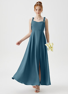Azazie Rosey Junior Robe Trapèze en Satin extensible Encolure en Forme de Cœur Bermude image1