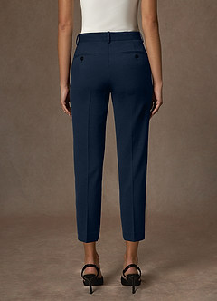front Whitney Dark Navy Structured Stretch Cropped Pants Suit