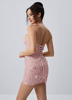 Genevrielle Rosa 3D-Blumen-Paillettenstickerei-Perlen-Mesh-Minikleid image2