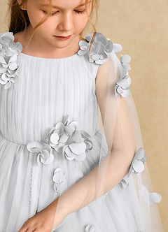 Azazie Staria Flower Girl Dresses White Ball-Gown Ruched Tulle Dress image10
